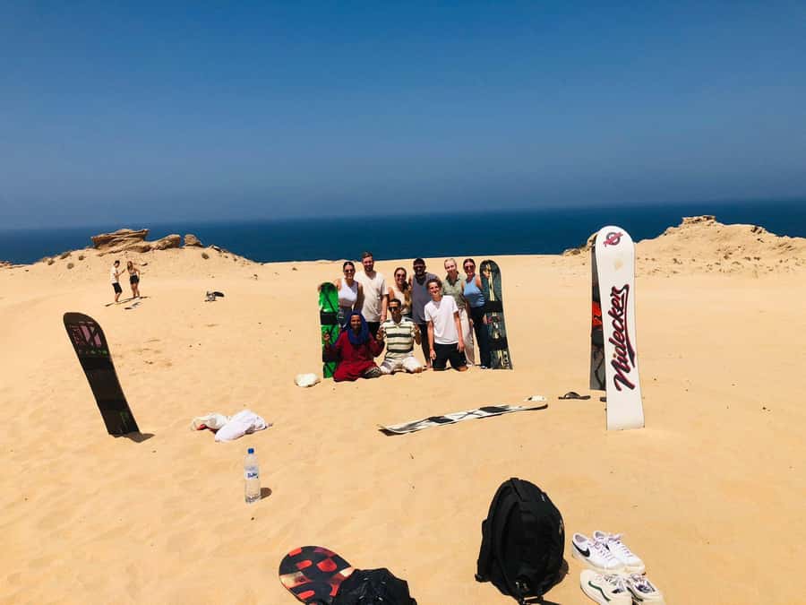 Agadir/Taghazout: Desert Sandboarding & Visit to the Canyon - Learning to sandboard with Abdul or Abderahim