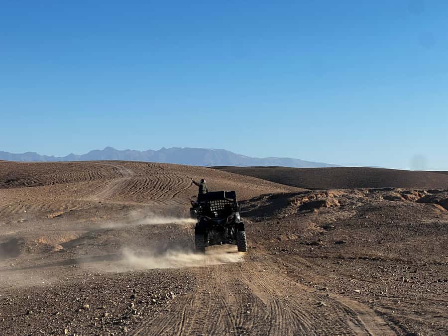 From Marrakech: Agafay Desert Buggy 1Hour & Dinner Show - Sunset photos and the pause between activities