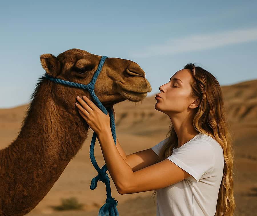 From Marrakech: Agafay Sunset Camel Tour with Dinner & Show - The camel ride across Agafay