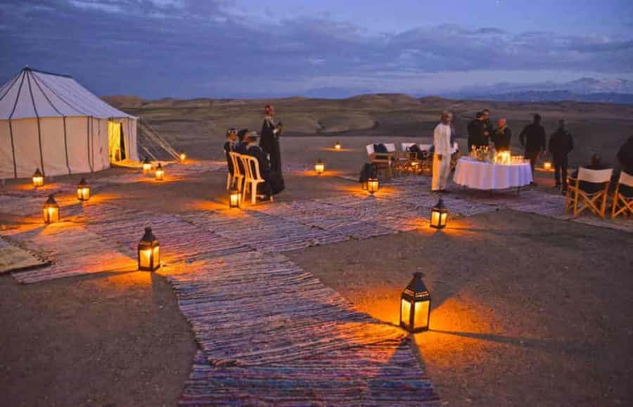From Marrakech: Dinner in Agafay Desert with Sunset - Crossing Berber Villages Toward Camp