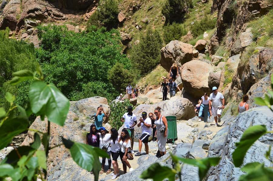 From Marrakech: Ourika Valley & Atlas Mountains Waterfalls - Eating beside the Ourika River