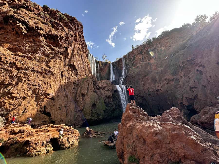 From Marrakech: Ouzoud Waterfalls guided trip with boat ride - Walking down to the 110-meter cascades