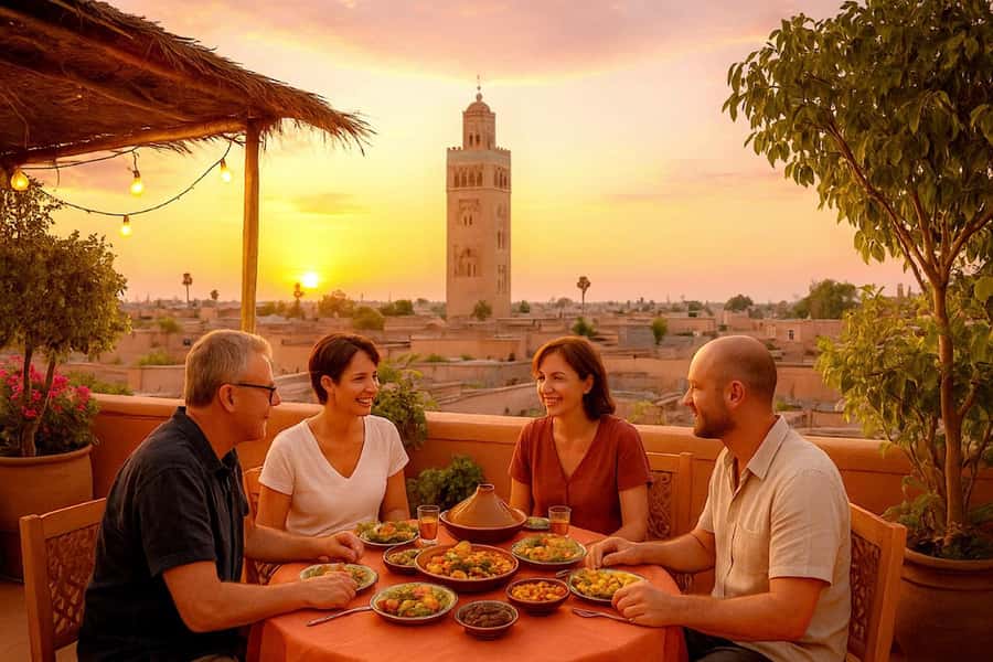 From Marrakech: Rooftop Dinner & Romantic Medina Views - The rooftop setting and medina views