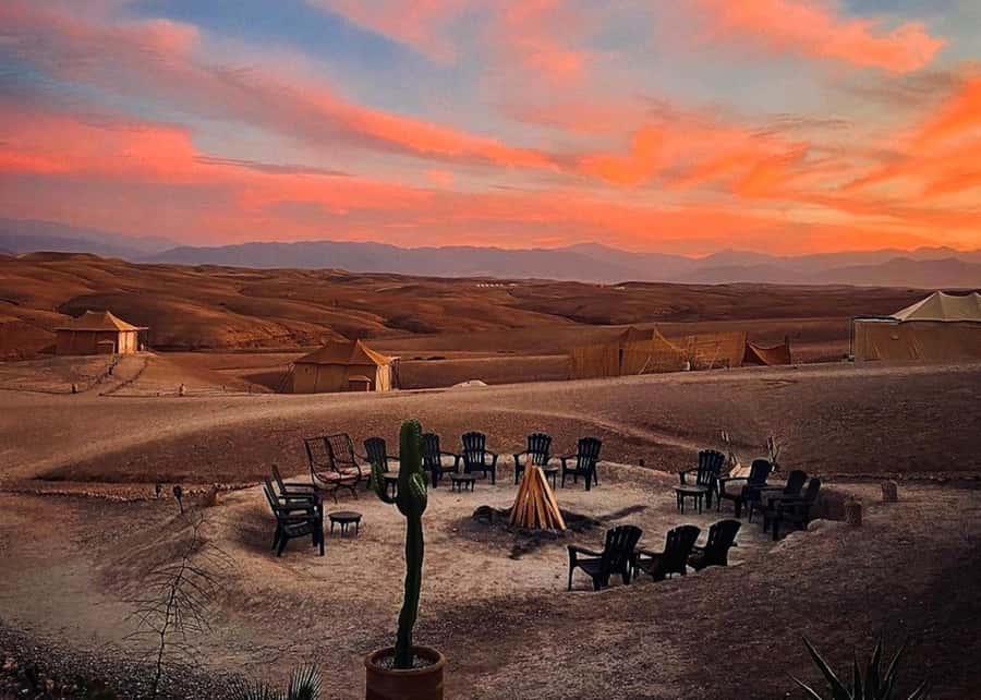 From Marrakesh Agafay Desert Dinner & Sunset, and Camel Ride - Dinner with Moroccan salads, tajine, and couscous