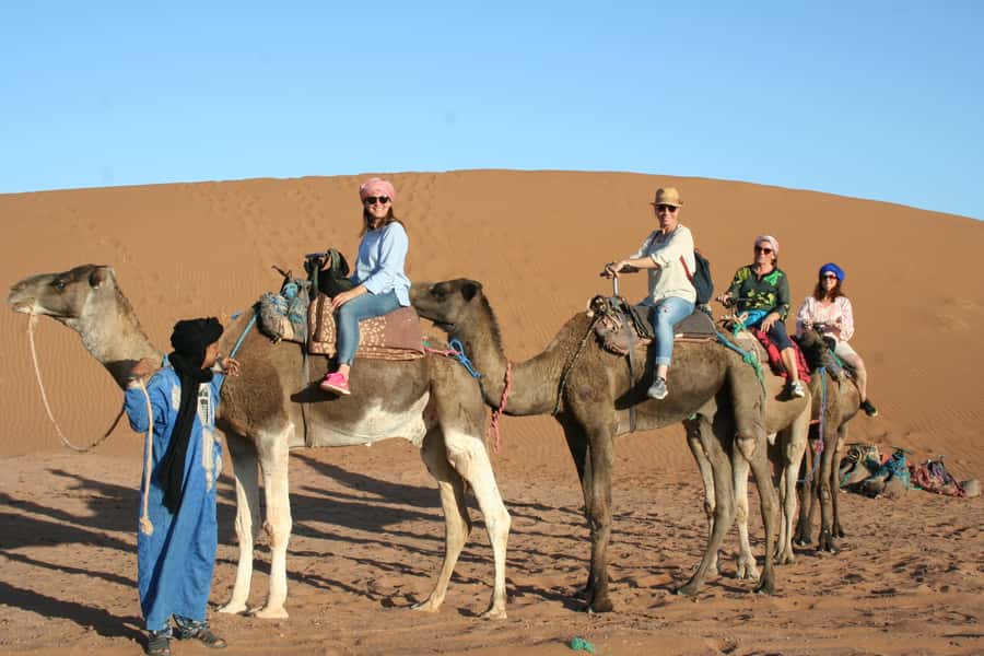 From Zagora: 2-Day Desert Tour to Erg Chegaga - Camel riding into the dunes at sunset