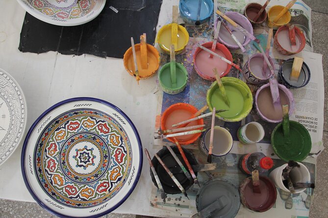 Interactive Pottery Painting and Zellige Mosaic Workshop in Fes - Making a small Zellige mosaic