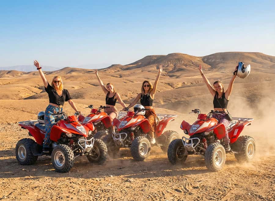 Marrakech: Agafay Desert: Camel ride Quad Bike, Dinner show - Pool time before the sun goes down