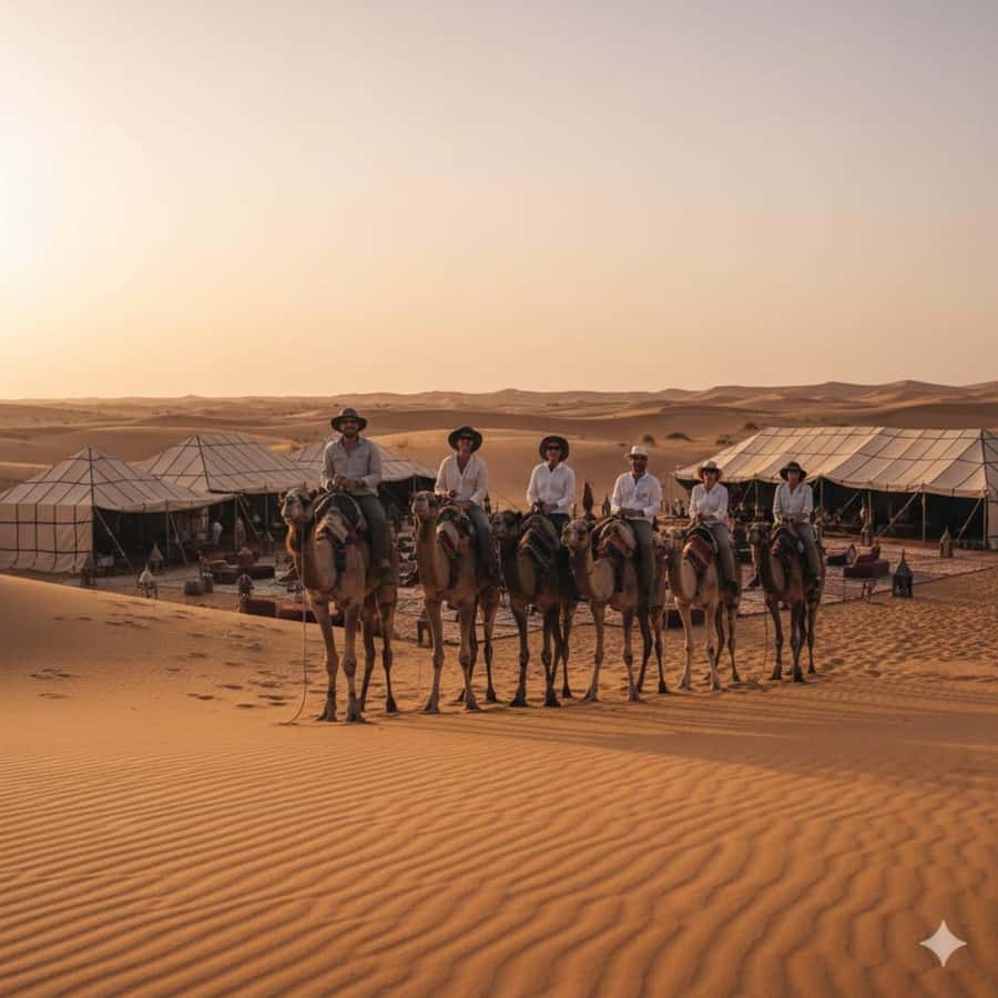Marrakech: Agafay desert camel ride with dinner & spectacle - Sunset is the quietest part of the evening