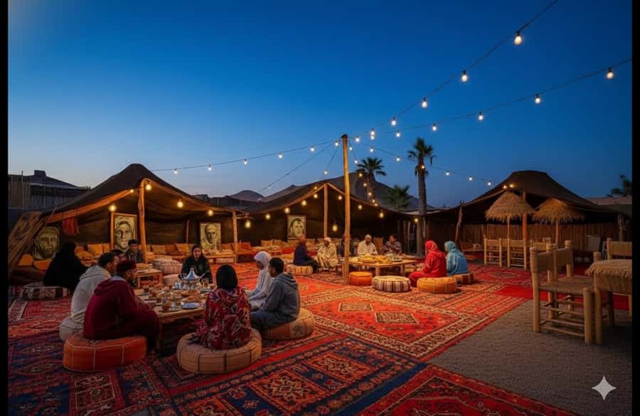 Marrakech: Agafay desert camel ride with dinner & spectacle - The fire show is a flashy final act