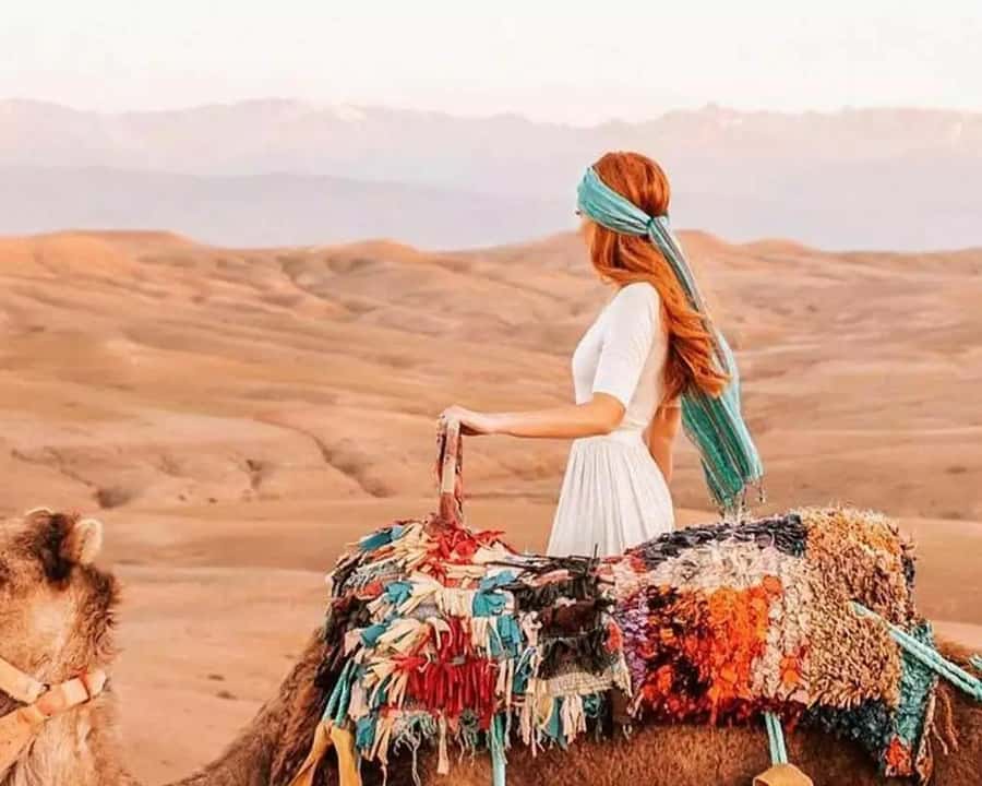 Marrakech: Agafay Desert Camel Rides, Dinner and Fire Show - The camel ride at sunset