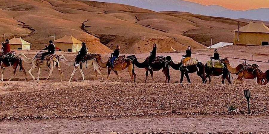 Marrakech: Agafay Desert Camel Rides, Dinner and Fire Show - Moroccan dinner beside the fire
