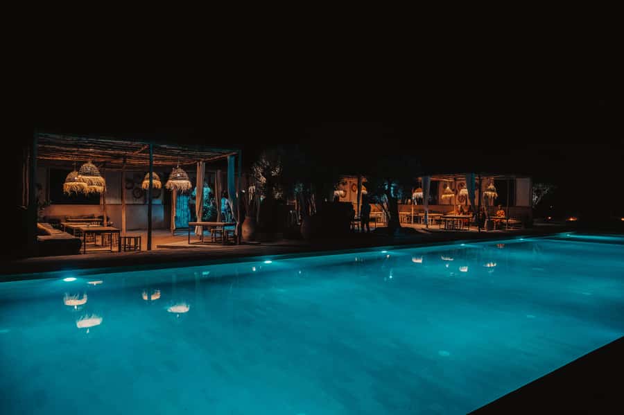 Marrakech: Agafay Desert Inara Camp Pool Day Pass w/ Dinner - Dinner beneath the olive trees