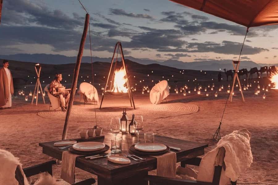 Marrakech: Agafay Desert Quad Bike with Camels & Dinner Show - Shared quads across the rocky desert