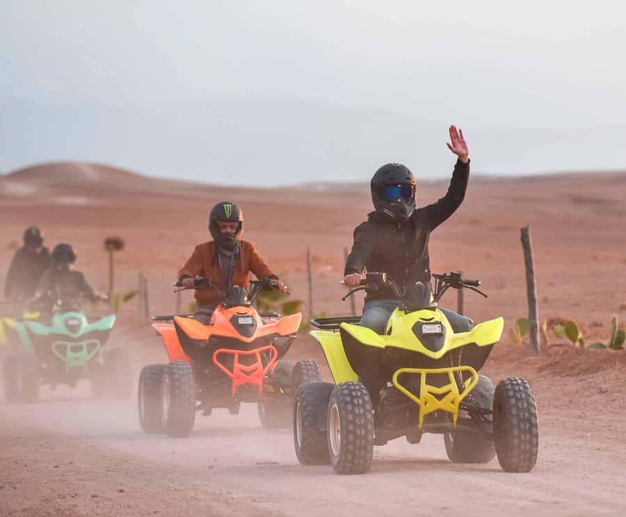 Marrakech: Agafay Desert Quad Biking Tour with Dinner-Show - Tea, Moroccan food, and a tent after the ride
