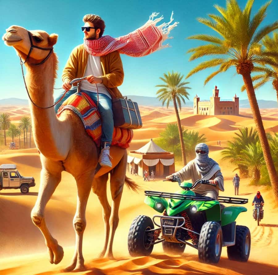 Marrakech: Agafay Desert Quad, Camel Ride & Dinner Show - Dinner beneath lanterns and desert skies
