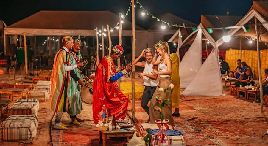 Marrakech: Agafay Desert Quad Camel Rides, Pool, Dinner Show - Moroccan dinner under the stars