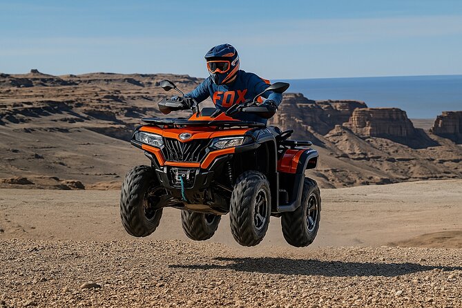 Marrakech: Agafay Quad Tour with Camel Ride, Dinner & Show - Sunset with the Atlas Mountains behind you