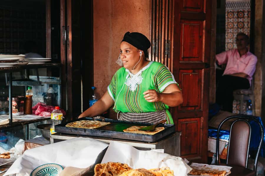 Marrakech: Authentic Moroccan Food Walking Tour & Dinner - The second route: Msemen Amer, Sfenj, and Panaché