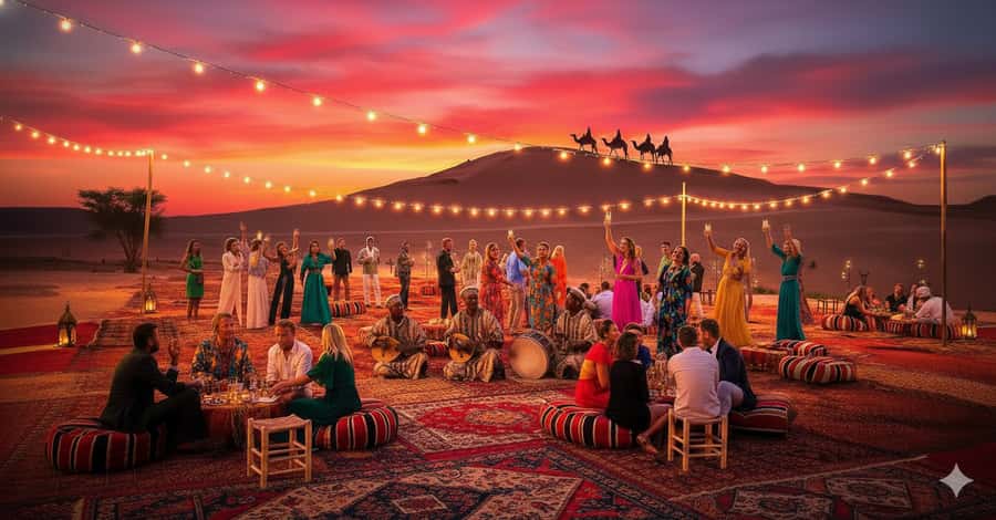 Marrakech: Camel Ride, Dinner, Pool, and Fire Show in Agafay - Pickup from Marrakech and the ride to camp
