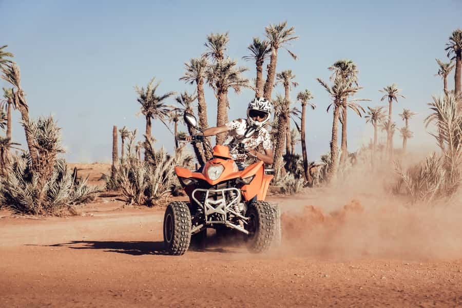Marrakech: Desert and Palm Grove Quad Tour with Tea - Pickup from Marrakech and the drive to the Palmeraie