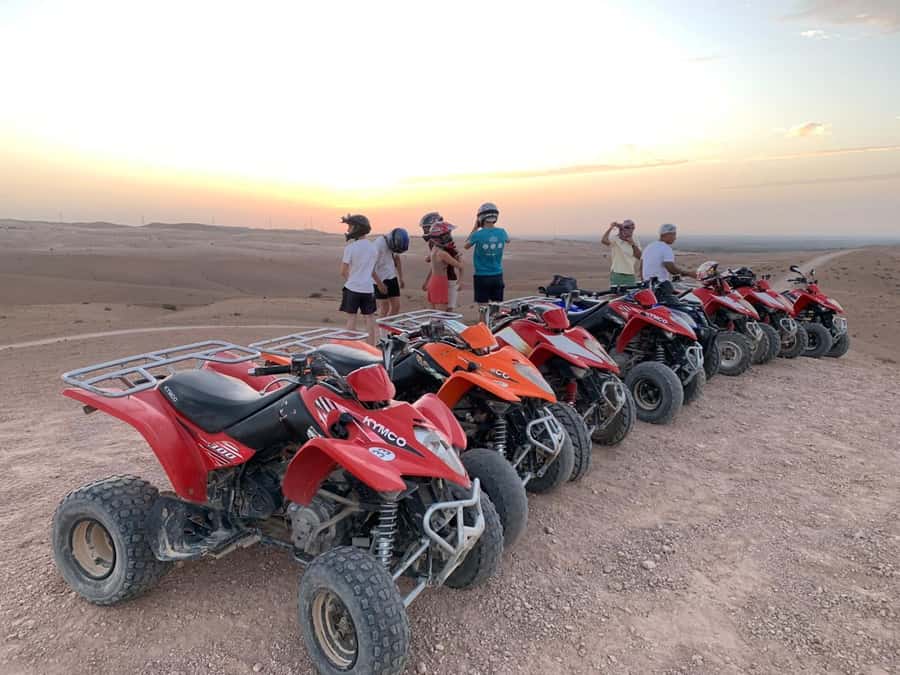 Marrakech: Desert Quad Bike Tour with Tea & Optional Dinner - Dinner, music, dancing, and the fire show