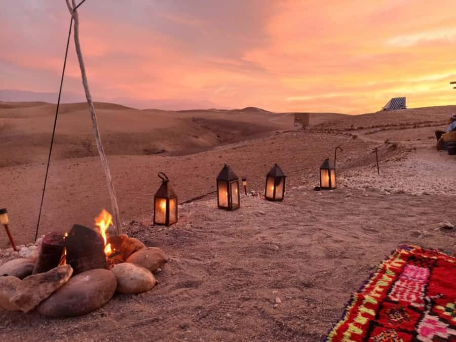 Marrakech: Dinner in Agafay Desert, Fire show & Camel Ride - A camel ride with a simple desert feel
