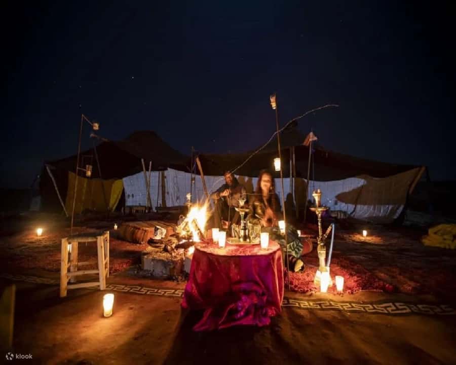 Marrakech Dinner Show Agafay Desert with Camels swiming pool - Moroccan sweets, tea, and the campfire welcome
