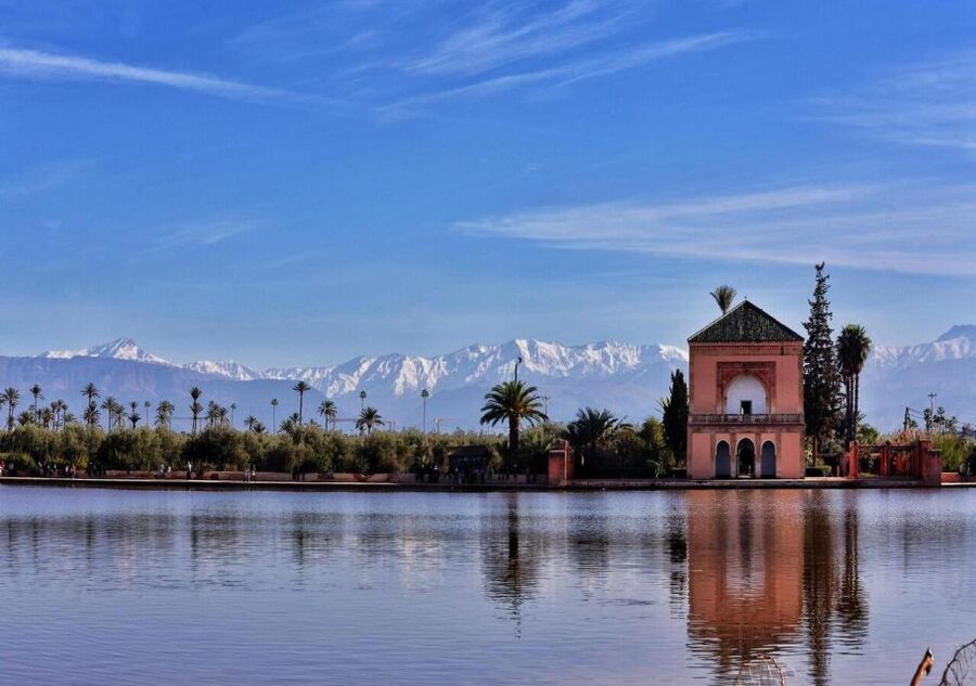 Marrakech: Majorelle & Menara Garden Tour and Carriage Ride - Menara Gardens, olive trees, and Atlas views