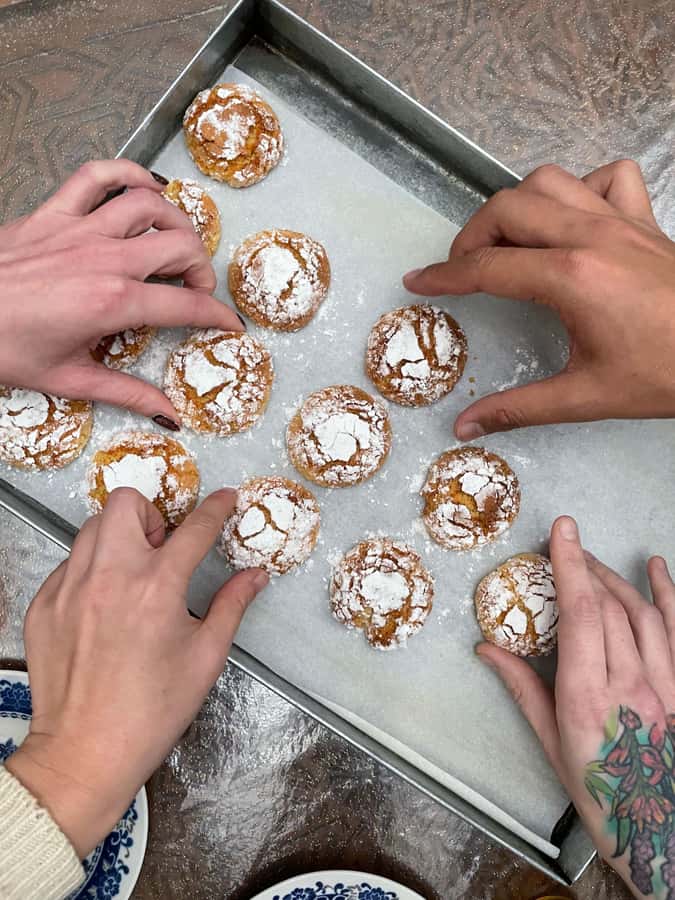 Moroccan Crepes & Pastries Kitchen - Kneading dough, shaping pastries, and learning by watching