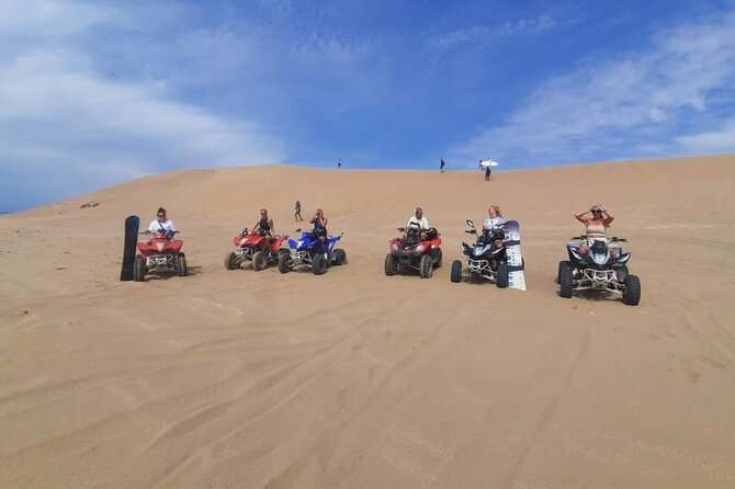 Quad Bike and Sandboarding on Sand Dunes Wild Beach - Moroccan tea, photos, and a needed pause