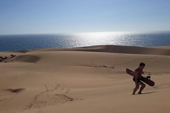 Sandboarding ( Sand Surfing ) in Agadir - Coastal cliffs, surf spots, and the canyon visit