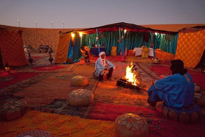 Shared Group Fez To Marrakech via Merzouga Desert Tour 2 Days - Dinner, firelight, and a standard desert camp