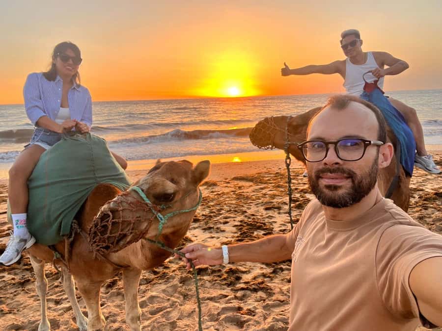 Tangier: Sunset, Tea, Sweets, Camel Ride, and Hercules Caves - The beach camel ride at sunset